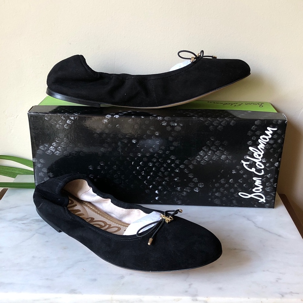Sam Edelman Black Suede Bow Ballet Flats